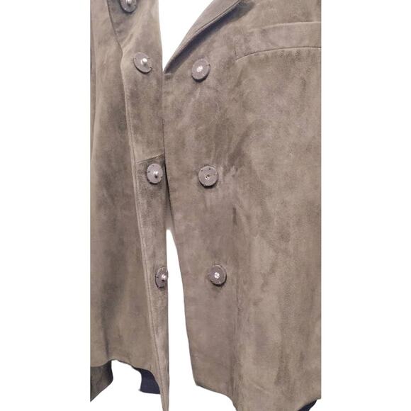 Talbots Snap Front Suede Jacket, Dark Olive, Size 10 - Picture 3 of 5